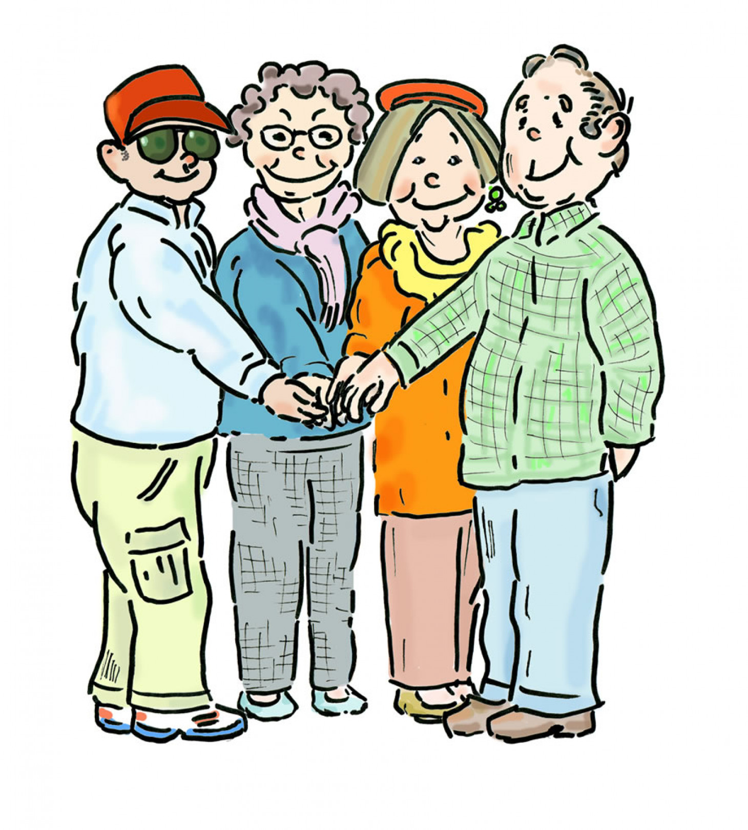 Bild einer Gruppe Senioren im Comic Stil